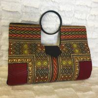 Burgundy Ivory Authentic Dashiki Large Hard Body Hand Bag