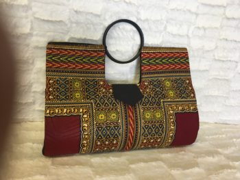 Burgundy Ivory Authentic Dashiki Large Hard Body Hand Bag