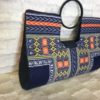 Orange Navy Blue Authentic Dashiki Large Hard Body Hand Bag