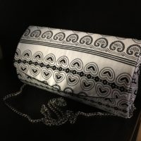 Black White African Ankara Clutch Purse Plus Chain Handle