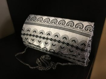 Black White African Ankara Clutch Purse Plus Chain Handle