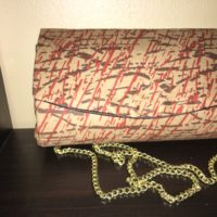 Orange Brown Tan African Ankara Clutch Purse plus Chain Handle