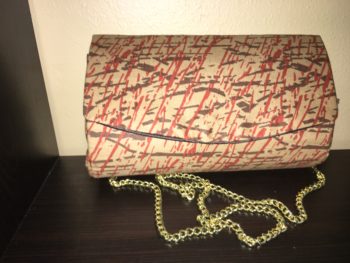Orange Brown Tan African Ankara Clutch Purse plus Chain Handle
