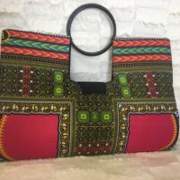 Pink Blue Authentic Dashiki Large Hard Body Hand Bag