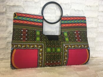 Pink Blue Authentic Dashiki Large Hard Body Hand Bag