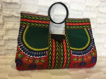 Green Red Authentic Dashiki Large Hard Body Hand Bag