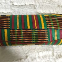 Multi Color Kente Print Hard Body Clutch Purse Plus Chain Handle