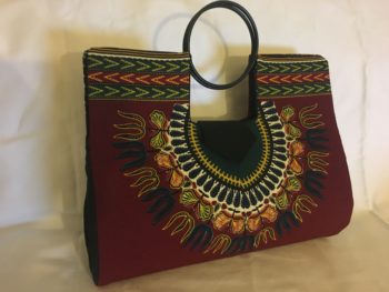 Burgundy/ Wine Authentic Dashiki Hard Body Hand Bag - Another Look