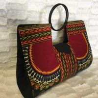Red Green Authentic Dashiki Large Hard Body Hand Bag