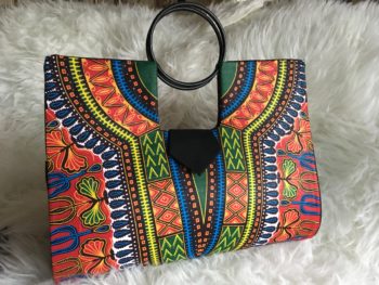 Large Red MultiColored Authentic Dashiki Hard Body Hand Bag