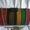 Multi Color High Quality Genuine Kente Cloth Hard Body Clutch Purse Plus Chain Handle
