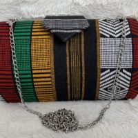 Multi Color High Quality Genuine Kente Cloth Hard Body Clutch Purse