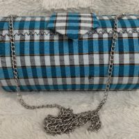Blue High Quality Genuine Kente Cloth Hard Body Clutch Purse