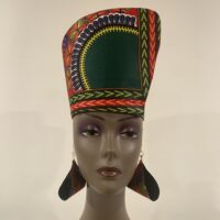 Reversible Red and Green Dashiki Head Dress