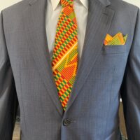 African Kente print necktie and Pocket Square