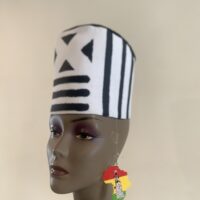 Black and White African Mud Cloth Crown Head DressBlack and White African Mud Cloth Crown Head DressBlack and White African Mud Cloth Crown Head Dress