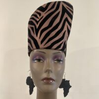 Brown and black zebra head dress