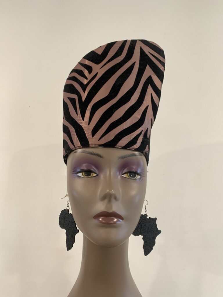 Brown and black zebra head dress